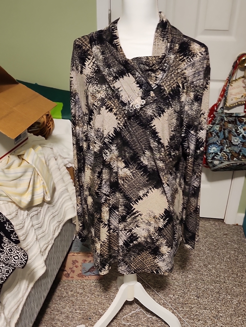 Black and Cream Abstract Womens Blouse